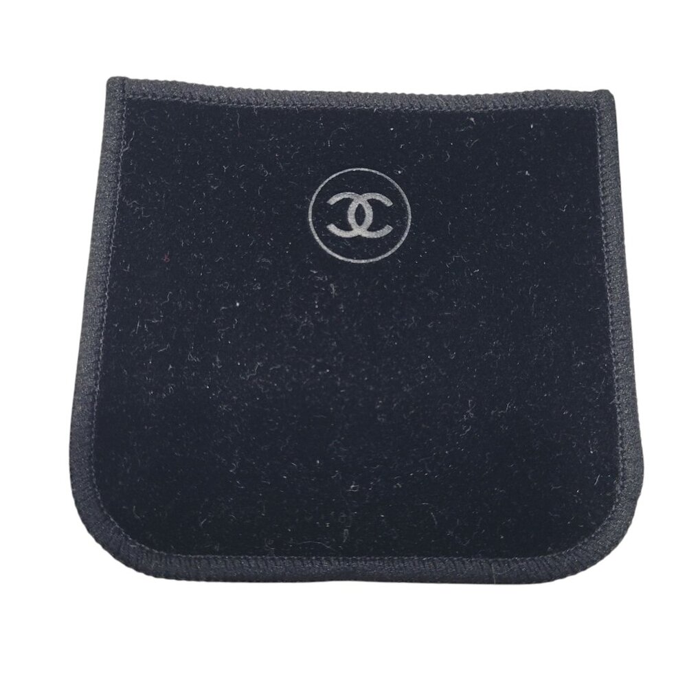 Chanel CC Logo Black Velour Velvet Pouch Empty Compact Jewelry 3.5 X 3.25 in